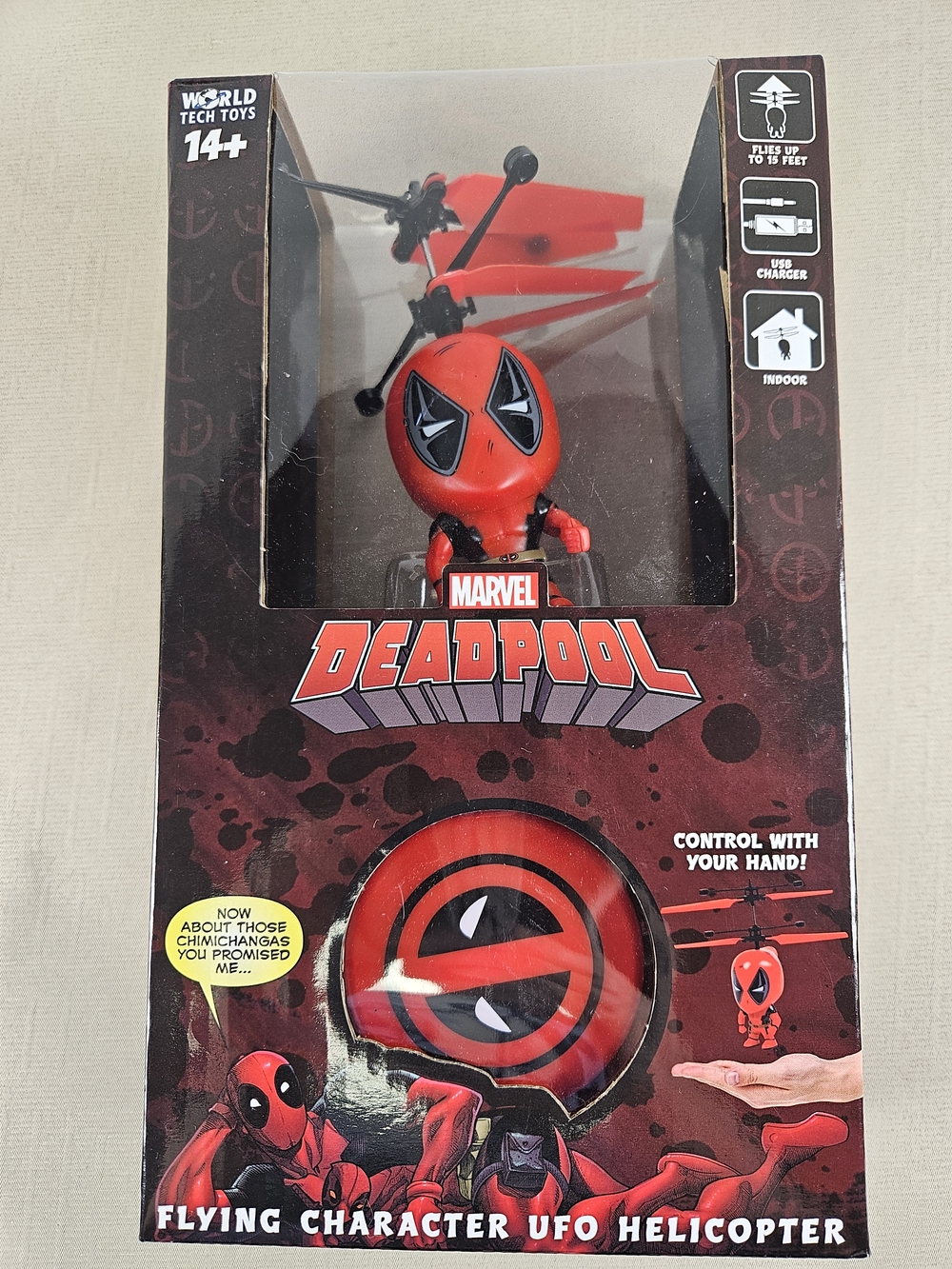 Marvel Red Deadpool Flying Character Helicopter Toy New In Box